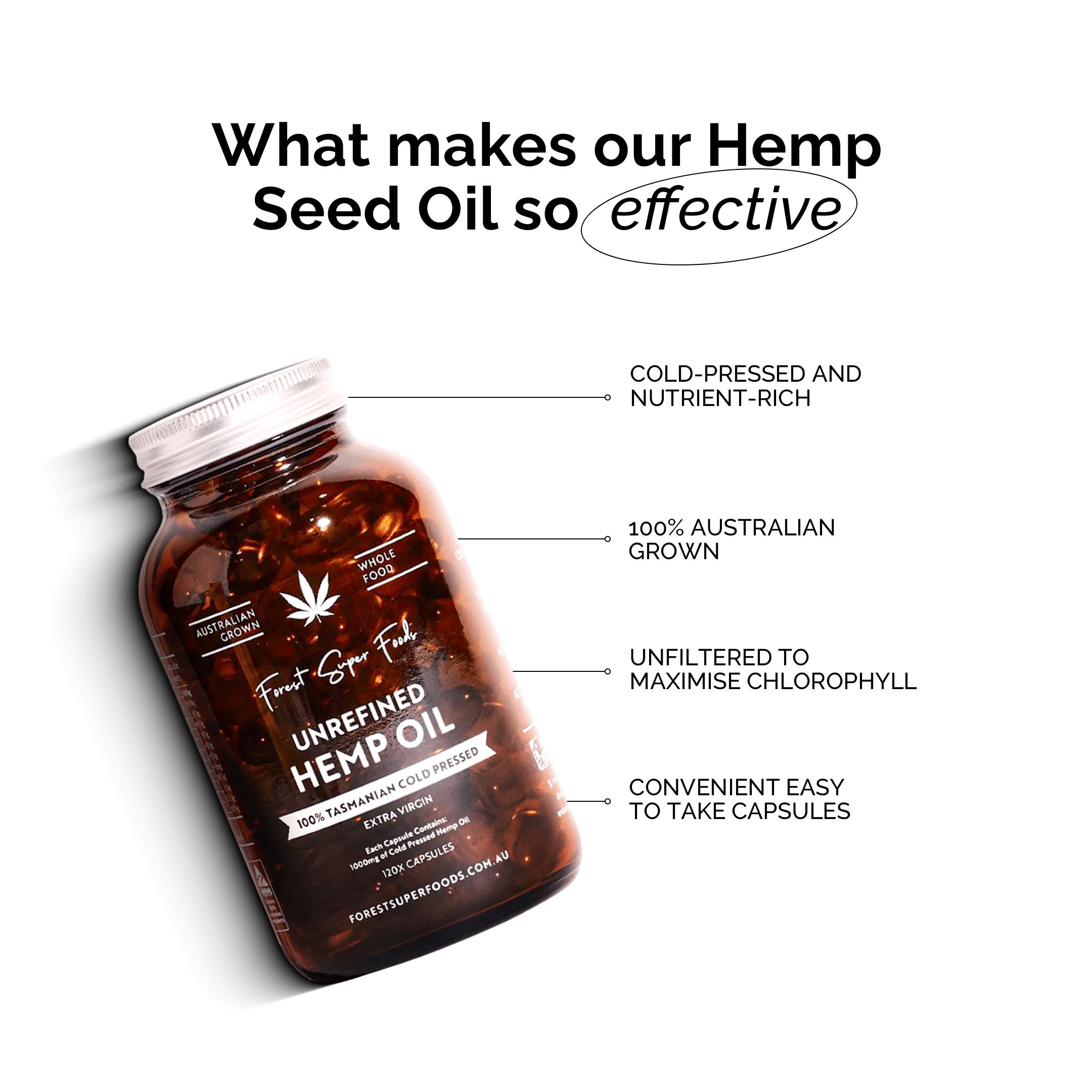 Unfiltered Hemp Seed Oil Capsules