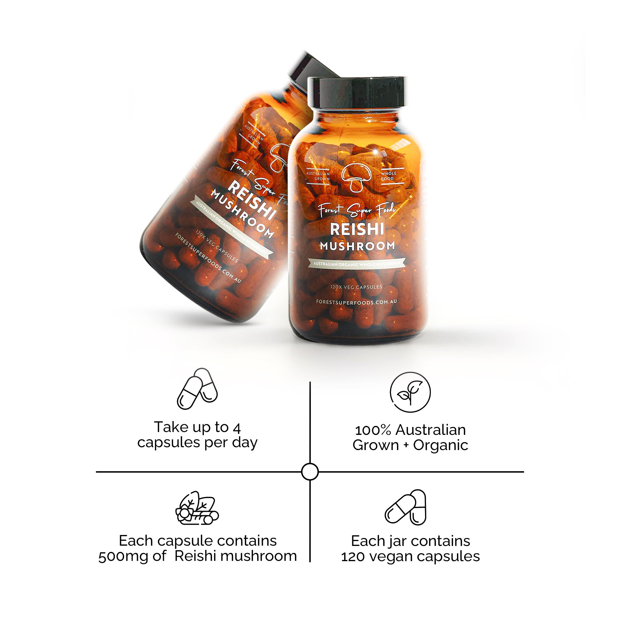 Australian Grown Reishi Mushroom Capsules